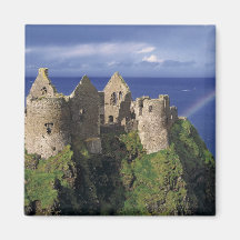 A rainbow strikes medieval Dunluce Castle on Fridge Magnet
