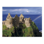 A rainbow strikes medieval Dunluce Castle on Post Card