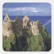 A rainbow strikes medieval Dunluce Castle on Sticker