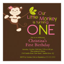 Ă?res invitations de fête d'anniversaire de singe 