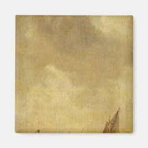 A River Scene, with Fishermen Laying a Net, 1638 Fridge Magnet