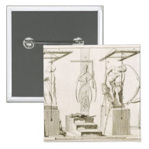 A Sculptor's Studio, c.1800 (engraving) Pinback Buttons