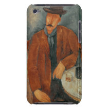 A seated man leaning on a table casemate cases