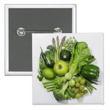 A selection of green fruits & vegetables. button