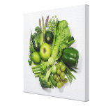 A selection of green fruits & vegetables. canvas print