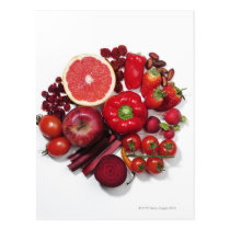 A selection of red fruits & vegetables. postcards