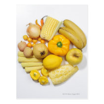A selection of yellow fruits & vegetables. postcards