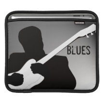 A silhouette of a guitar player, playing the blues sleeves for iPads