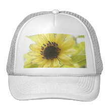 A Single Lemon Yellow Sunflower Mesh Hats