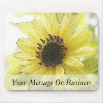 A Single Lemon Yellow Sunflower Mousepads