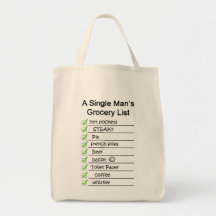 A Single Man's Grocery List Tote Bags