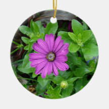 A single purple dalia christmas tree ornament