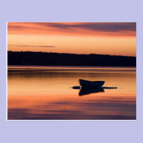 A skiff at sunrise in Eggemoggin Reach in Little postcards