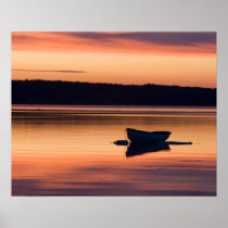 A skiff at sunrise in Eggemoggin Reach in Little
