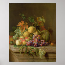 A Still Life of Melons, Grapes and Peaches Poster