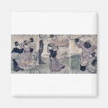 A storm of petals by Utagawa,Toyokuni Ukiyoe Refrigerator Magnets