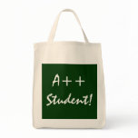 A++ Student In Green  And White Canvas Bag