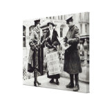 A Suffragette selling newspapers to two Gallery Wrap Canvas