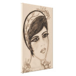 A Sweet Flapper in Sepia Stretched Canvas Prints
