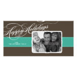 A Sweet Holiday Photo Card in Teal and Brown