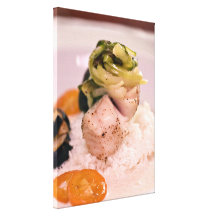 A tasty shot of fish with rice canvas prints
