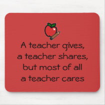 A teacher cares-red mouse mats