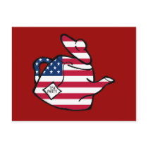 A Teapot in American Flag Colours Post Cards