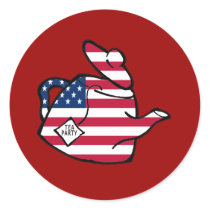 A Teapot in American Flag Colours Round Stickers