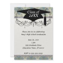 a touch of peacock damask design graduation personalized invitation