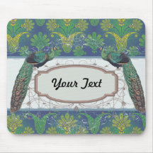 a touch of peacock damask design with peafowl mousepad