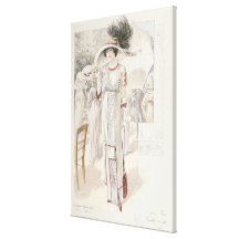 A town dress, from 'Les Grandes Modes de Paris' Stretched Canvas Print