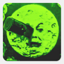 A Trip to the Moon (Martian Retro Green) Square Sticker