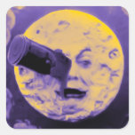 A Trip to the Moon (Purple Fizzy Fuzz) Square Stickers