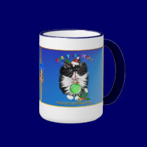 A Tuxedo Kitten Christmas Mug mugs