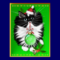 A Tuxedo Kitten Christmas Poster posters