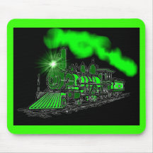 A Very Bright Neon Green Train Engine Mouse Pad