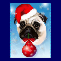 A Very Merry Christmas Pug Poster posters
