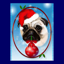 A Very Merry Christmas Pug Poster posters