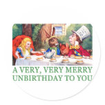 A VERY, VERY MERRY UNBIRTHDAY TO YOU! ROUND STICKERS