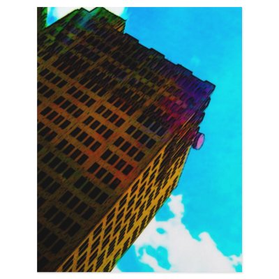 A vibrant and tall building against the  blue sky custom flyer by stanthos