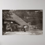 A village blacksmith shoeing a horse print