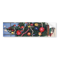 A Vintage  Happy Christmas Tree Bumper Sticker