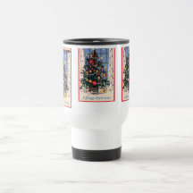 A Vintage  Happy Christmas Tree Coffee Mug