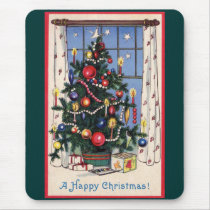 A Vintage  Happy Christmas Tree Mousepad