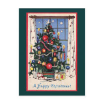 A Vintage  Happy Christmas Tree Post Cards