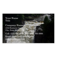 A waterfall with trees and rocks business card template