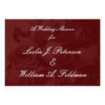 "A Wedding Shower" - Dark Crimson Roses Custom Invite