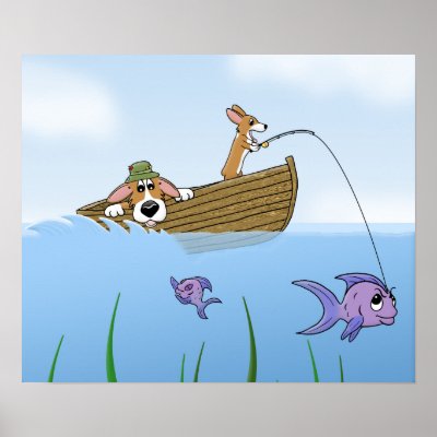 A Wild Ride Corgi Fishing Poster by MenagerieMayhem