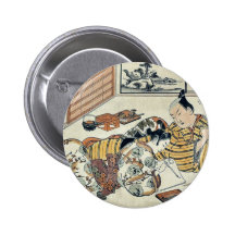 A willing letter writer by Okumura,Masanobu Ukiyoe Buttons