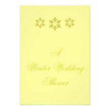 "A Winter Wedding Shower" - Golden Snowflake Trio  Invitation